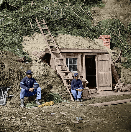 01926 - African Americans in front of; Major Strong's Bomb Proof; Dutch Gap, 1864 [LC-DIG-cwpb-01926]