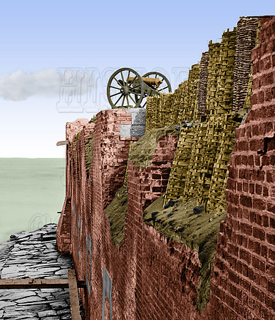 02292 - North wall of Fort Sumter, SC; (Breach patched with gabions); 1865 [LC-DIG-cwpb-02292]