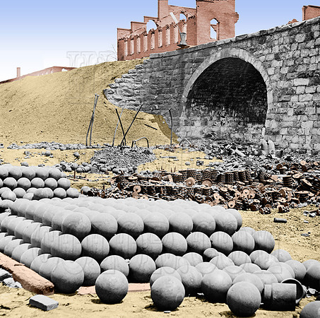 02740 - Piles of solid and canister shot; Arsenal grounds, Richmond, Va; 1865 [LC-DIG-cwpb-02740]