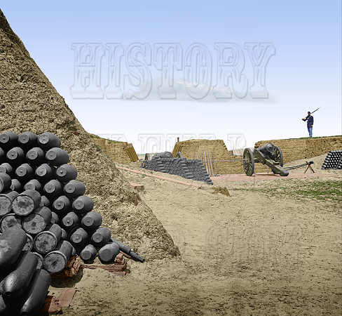03087 - Parapet of Fort Putnam; with stacks of ammunition, April 1865 [LC-DIG-cwpb-03087]