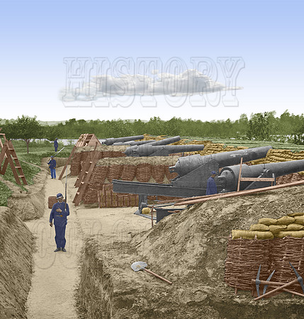 23379 - Battery No. 1, Farnhold's house; Mounting one 200 pound - five 100 pound guns [LC-DIG-cwpbh-03379]