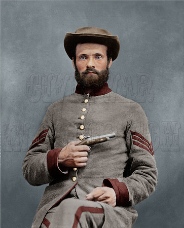 33439 - Unidentified Confederate soldier w/ 11” Derringer single shot pistol