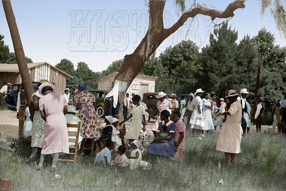 Fourth of July Celebration, 1939, Watching a game, St. Helena Island, South Carolina - 8a40378