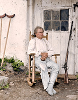 Gettysburg, Pa. John L. Burns, the old hero of Gettysburg, with gun and crutches