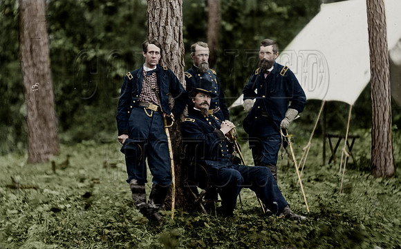 Major Generals Francis C. Barlow, Winfield Scott Hancock, David Bell Birney, & John Gibbon