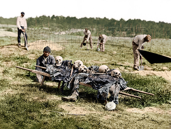 Cold Harbor, Va. African Americans collecting bones of soldiers killed in the battle