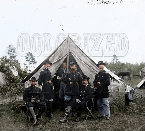 General Gershom Mott & H.H. Ward with Staff
