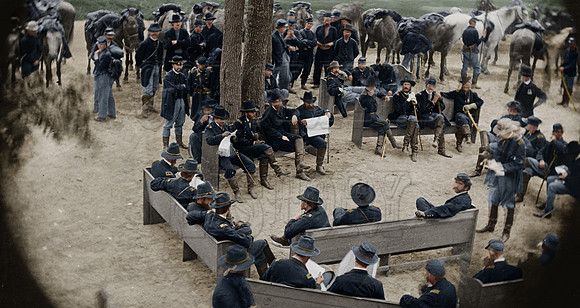Lieutenant General Ulysses S. Grant with his War Council, including Major General George G. Meade