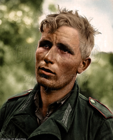 A German soldier after he had been captured by American troops near Nicosia in July 1943 (Green Uniform)