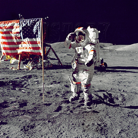 Cernan Jump Salutes Flag - GPN-2000-001273