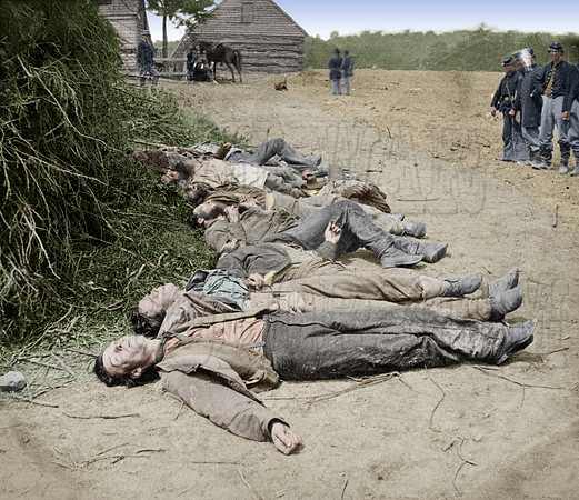 32912 - Dead Confederates collected for burial, near Mrs. Alsop's house, Spotsylvania, May 20, 1864