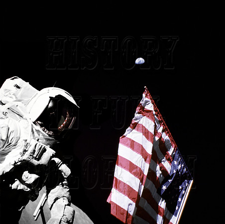 Schmitt with Flag and Earth Above - GPN-2000-001137