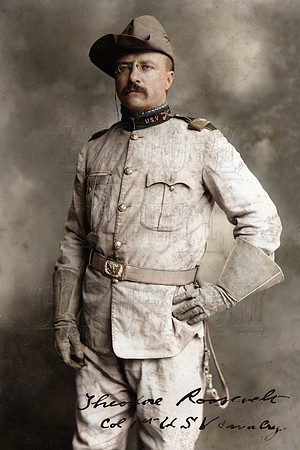 Theodore Roosevelt in Uniform - with Signature 8x12