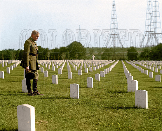 May 26, 1925. Gen. Pershing at Arlington National Cemetery - Standing watch. masts for the Navy's wireless station, built in 1912 at Fort Myer